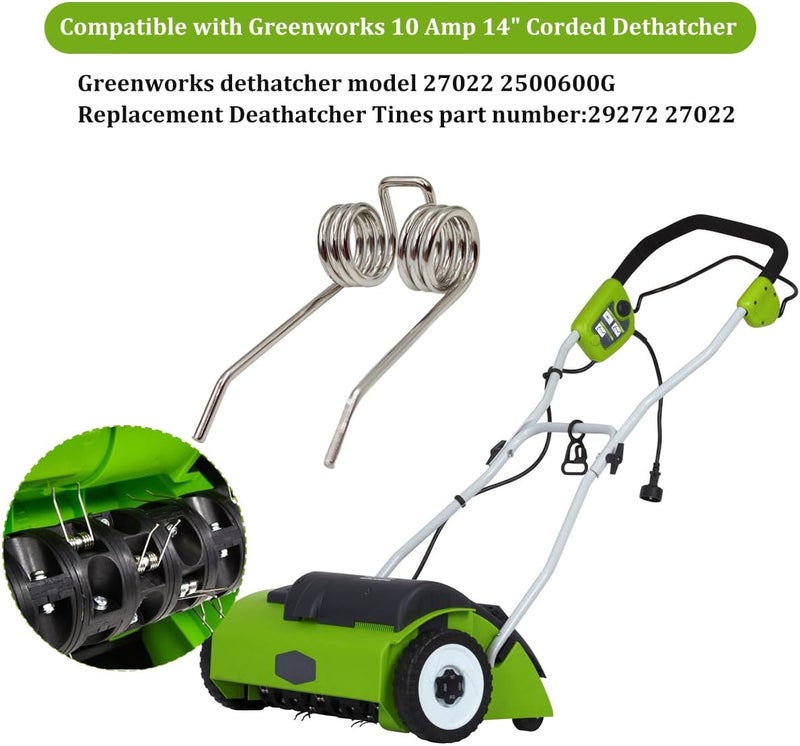 PEHUAP 36-Pack 29272 Dethatcher Tines Compatible with Greenworks 27022 2500600G 10 Amp 14" Corded Dethatcher,Replacement Durable Steel Scarifier Rake Tines Parts,Lawn Tractor Attachments Set - Image 2
